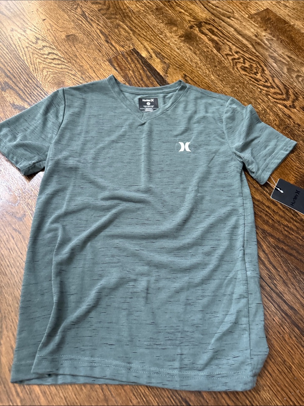 Hurley Men's Heathered Sage V-Neck Logo Tee